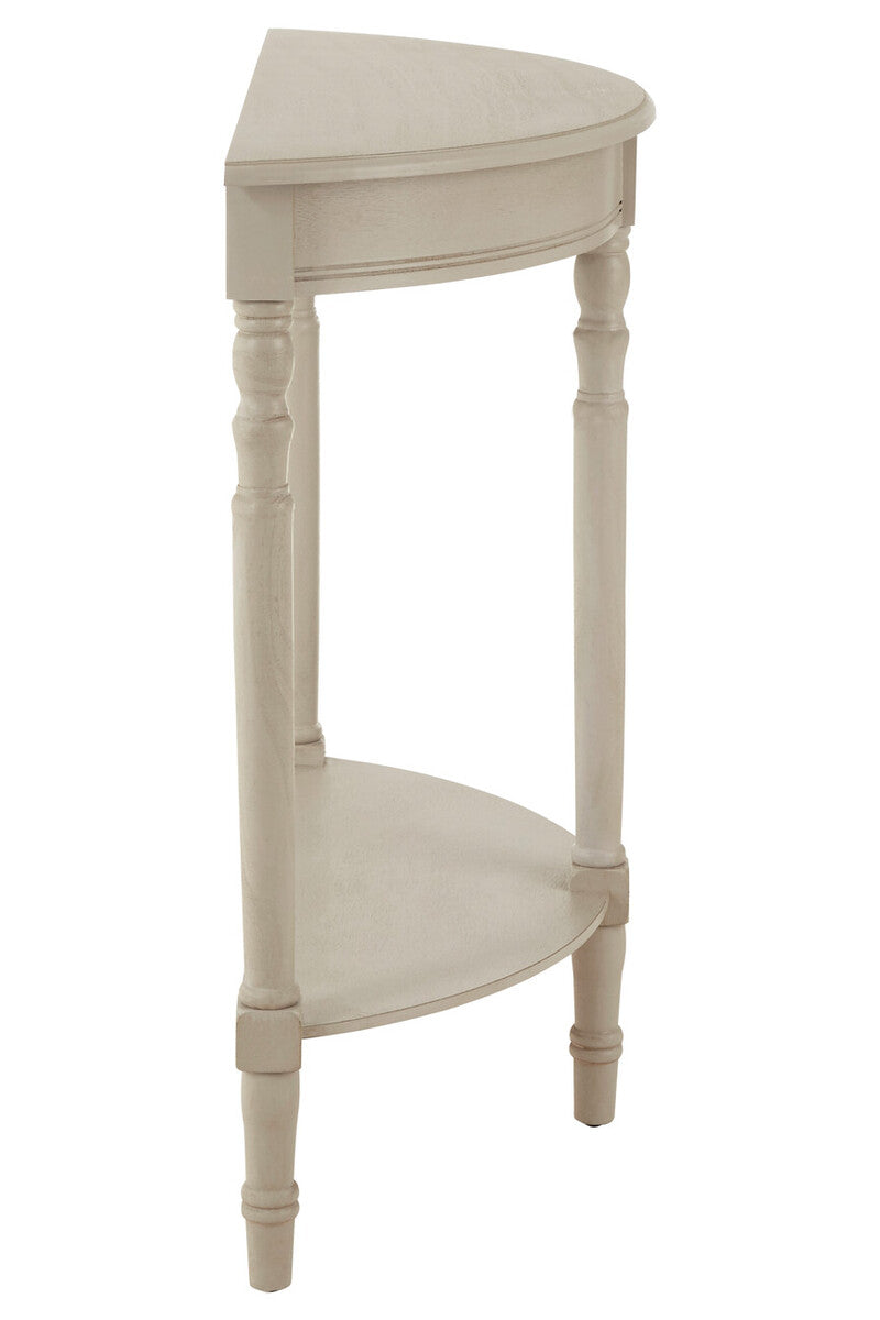 Grey Half Moon Wooden Console Table with 1 Lower Storage Shelf | Heritage