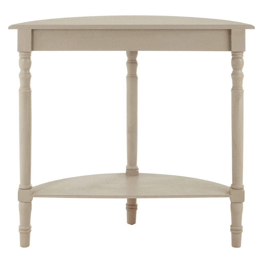 Grey Half Moon Wooden Console Table with 1 Lower Storage Shelf | Heritage
