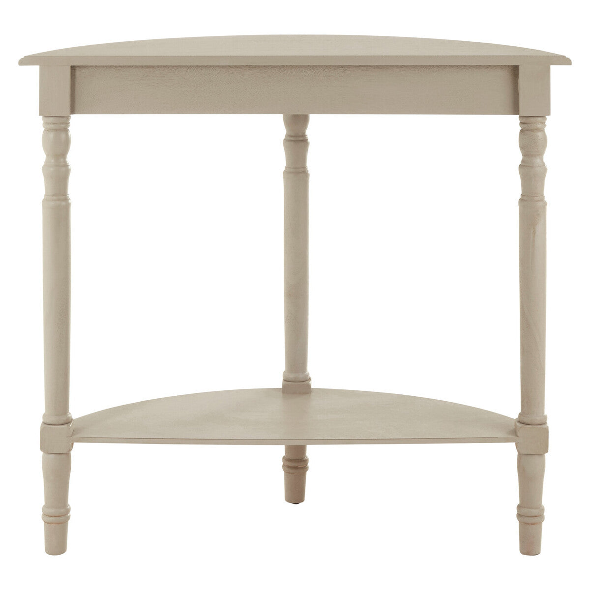 Grey Half Moon Wooden Console Table with 1 Lower Storage Shelf | Heritage