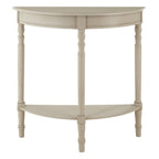 Grey Half Moon Wooden Console Table with 1 Lower Storage Shelf | Heritage