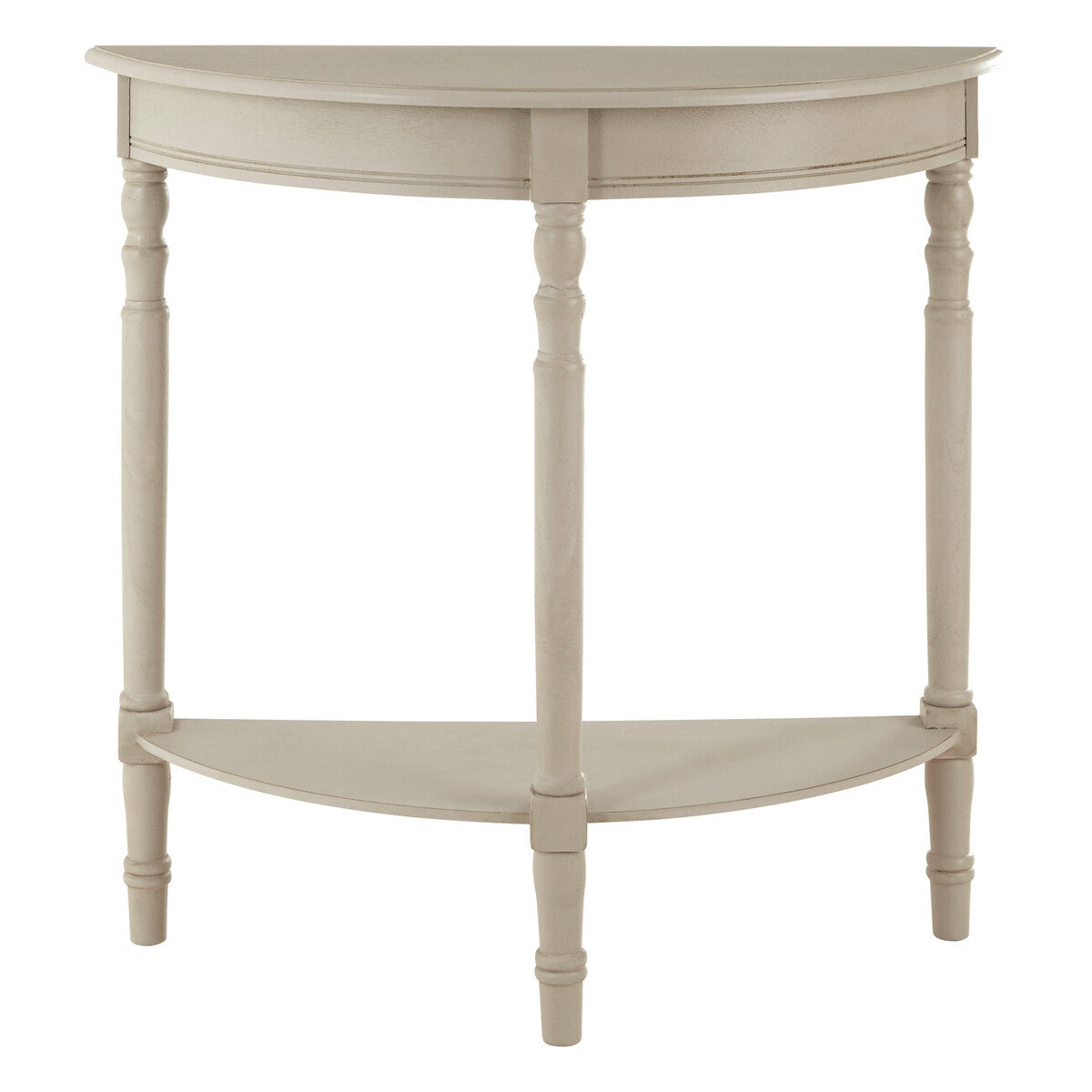 Grey Half Moon Wooden Console Table with 1 Lower Storage Shelf | Heritage