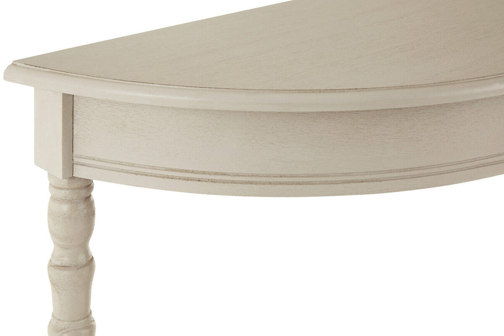 Grey Half Moon Wooden Console Table with 1 Lower Storage Shelf | Heritage