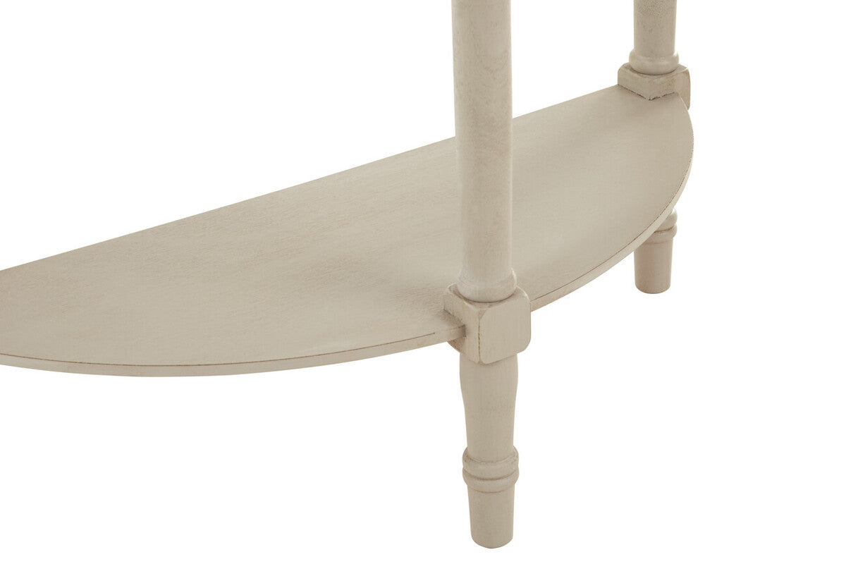 Grey Half Moon Wooden Console Table with 1 Lower Storage Shelf | Heritage