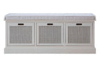 White Three Drawer Storage Bench with Cushion | Heritage