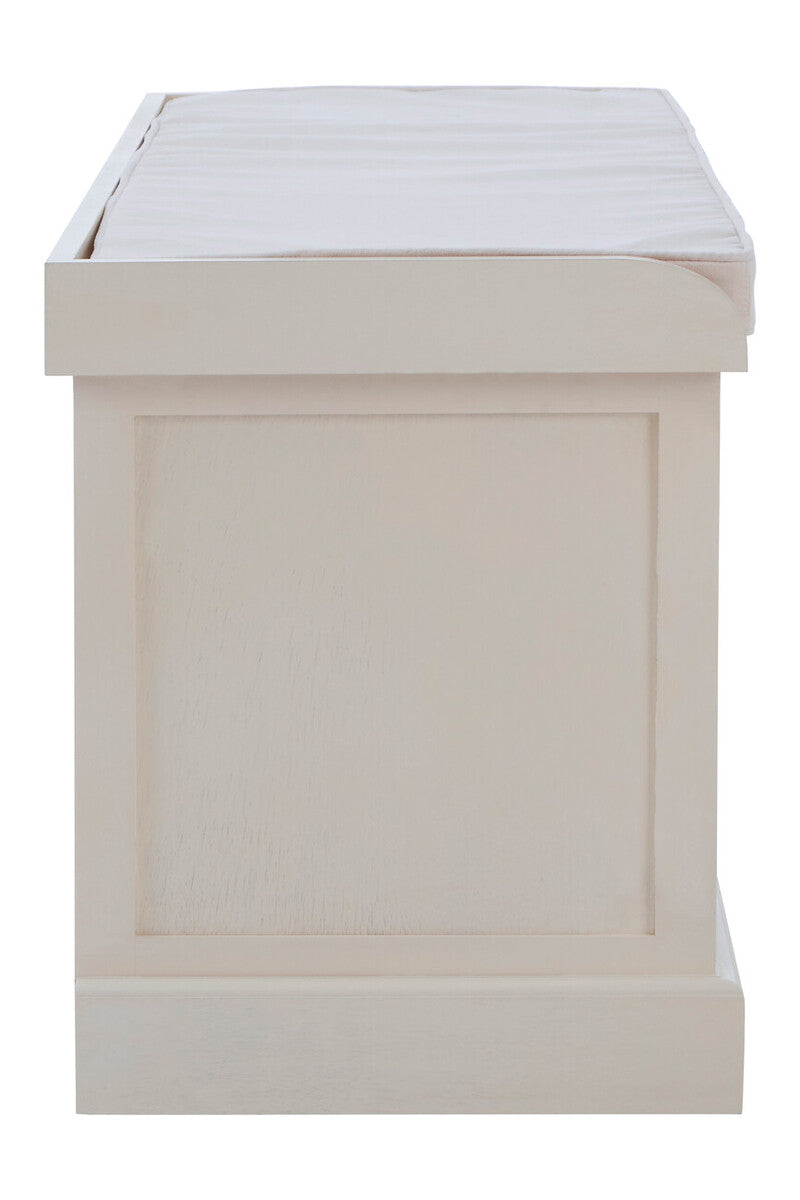 White Three Drawer Storage Bench with Cushion | Heritage