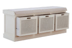 White Three Drawer Storage Bench with Cushion | Heritage