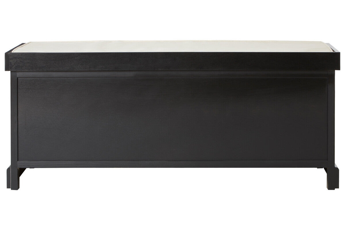 Black Three Drawer Storage Bench with Cushion | Heritage