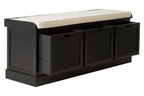 Black Three Drawer Storage Bench with Cushion | Heritage