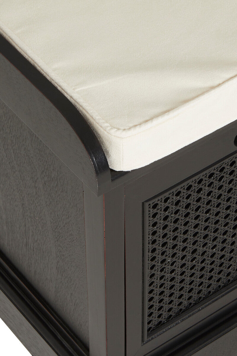 Black Three Drawer Storage Bench with Cushion | Heritage