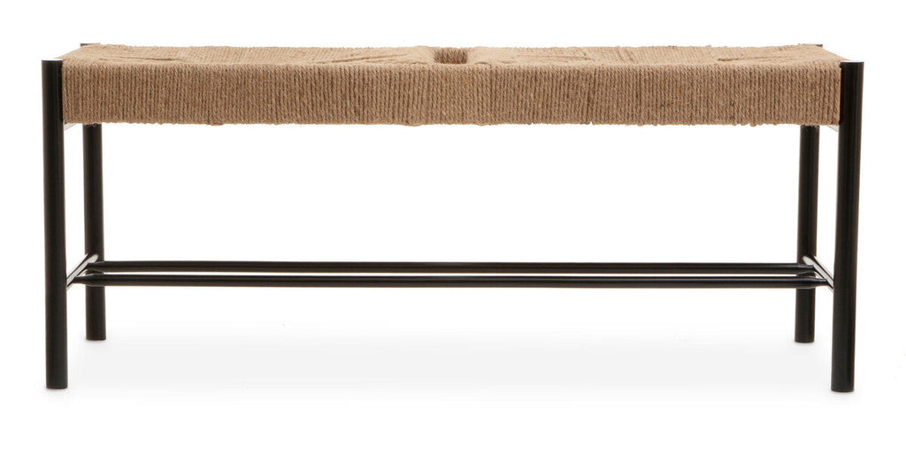 Natural Rope and Black Wood Large Bench | Bandar