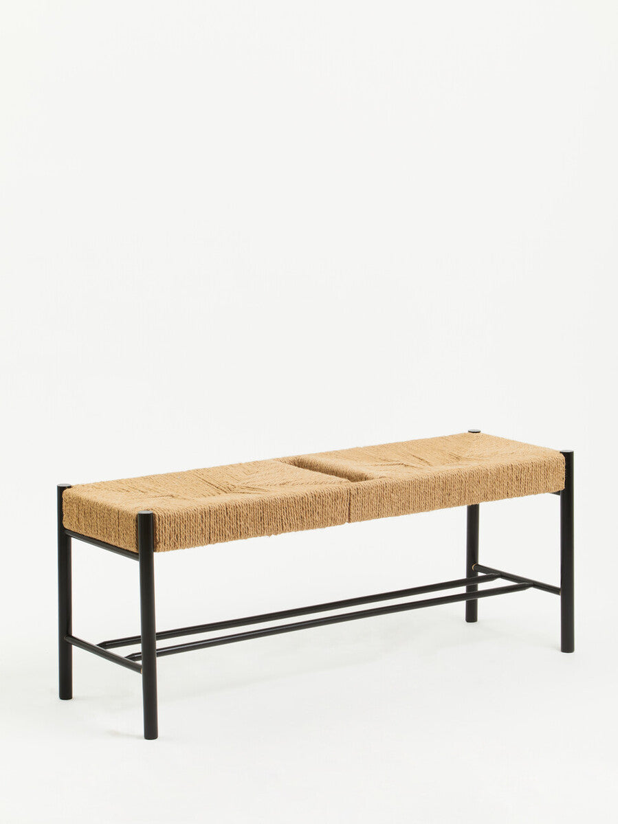 Natural Rope and Black Wood Large Bench | Bandar
