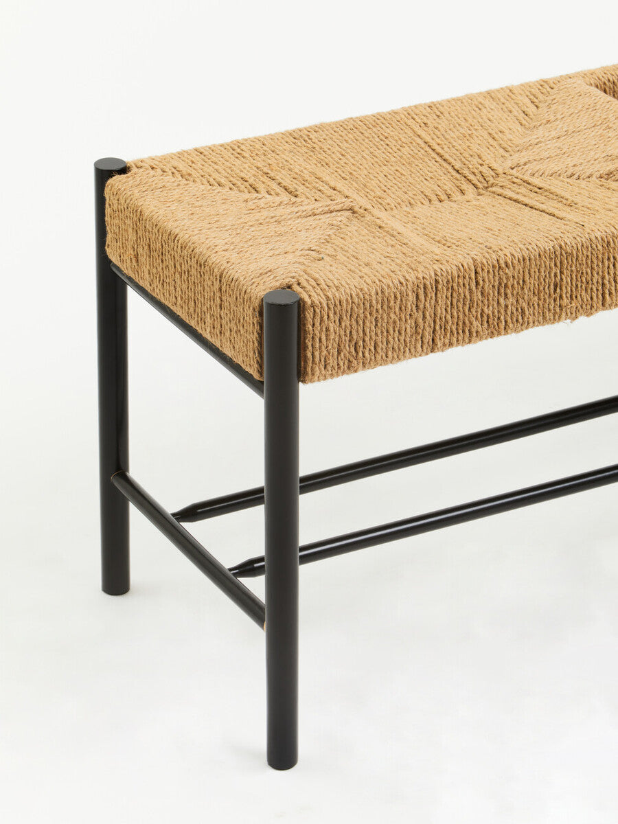 Natural Rope and Black Wood Large Bench | Bandar