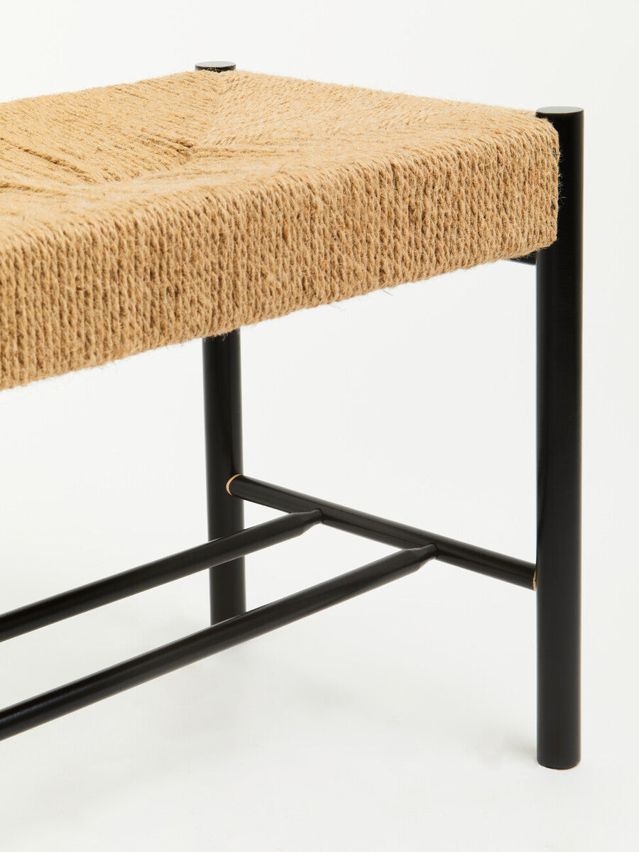Natural Rope and Black Wood Large Bench | Bandar