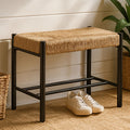 Natural Rope and Black Wood Small Bench | Bandar