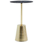 Black Marble Effect Top Side Table with Luxe Gold Metal Base | Avola