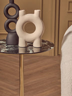 Black Marble Effect Top Side Table with Luxe Gold Metal Base | Avola
