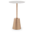White Marble Effect Top Side Table with Gold Metal Base | Avola