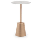 White Marble Effect Top Side Table with Gold Metal Base | Avola