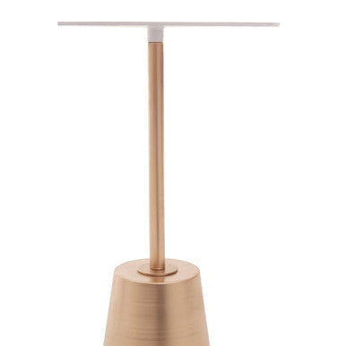 White Marble Effect Top Side Table with Gold Metal Base | Avola