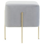 Square Grey Velvet Stool | Hayes
