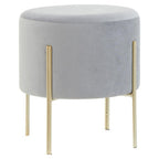 Round Grey Velvet Stool | Hayes