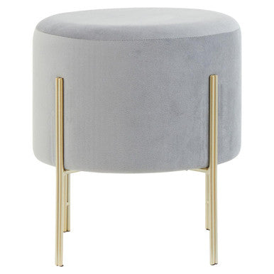 Round Grey Velvet Stool | Hayes