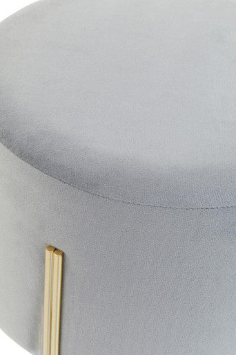 Round Grey Velvet Stool | Hayes