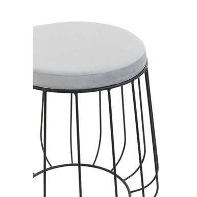 Hayes Grey Velvet  Stool with Black Frame