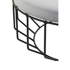 Round Grey Velvet and Black Metal Large Footstool | Hayes