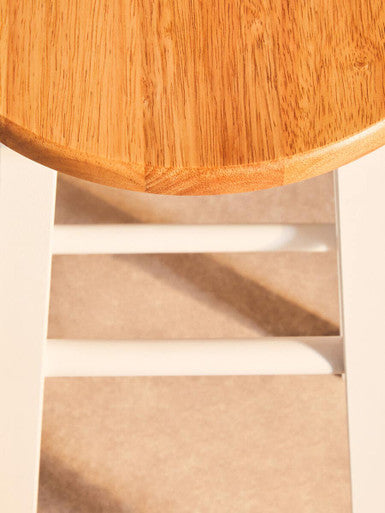 White and Natural Wooden Kitchen or Bar Stool | Chester