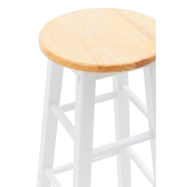 White and Natural Wooden Kitchen or Bar Stool | Chester