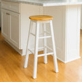White and Natural Wooden Kitchen or Bar Stool | Chester