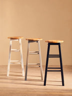 Natural and Grey Wood Bar or Kitchen Stool | Chester