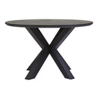 Black Wood Veneer Round Top Dining Table with Metal Legs | Salford