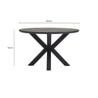 Black Wood Veneer Round Top Dining Table with Metal Legs | Salford