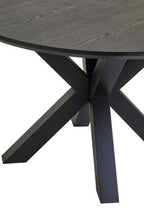 Black Wood Veneer Round Top Dining Table with Metal Legs | Salford