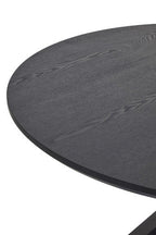 Black Wood Veneer Round Top Dining Table with Metal Legs | Salford