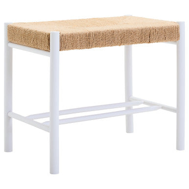 Small Natural Rope and White Wood Bench | Bandar