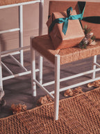 Small Natural Rope and White Wood Bench | Bandar
