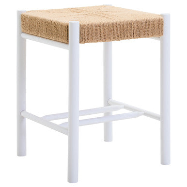 Natural Rope and White Wood Stool | Bandar