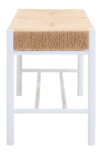 Large Natural Rope and White Wood Bench | Bandar