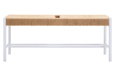 Large Natural Rope and White Wood Bench | Bandar