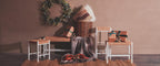 Large Natural Rope and White Wood Bench | Bandar