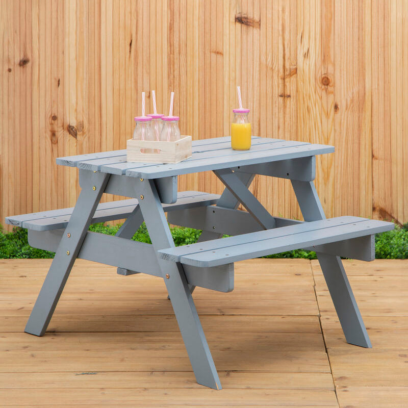 Grey Finish Wood Kids Picnic Bench | Brighton