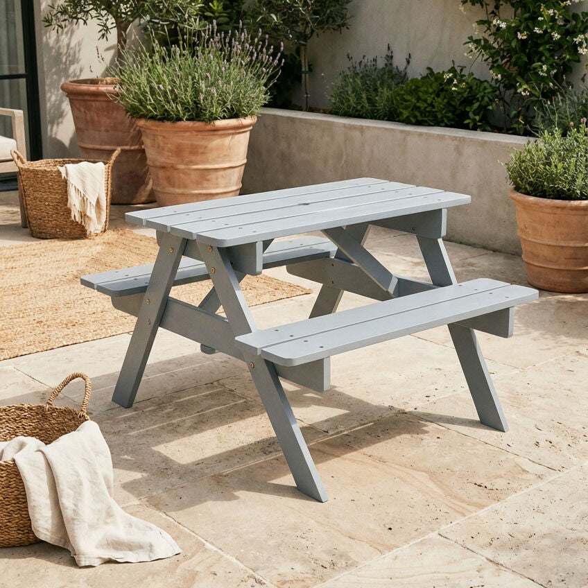 Grey Finish Wood Kids Picnic Bench | Brighton