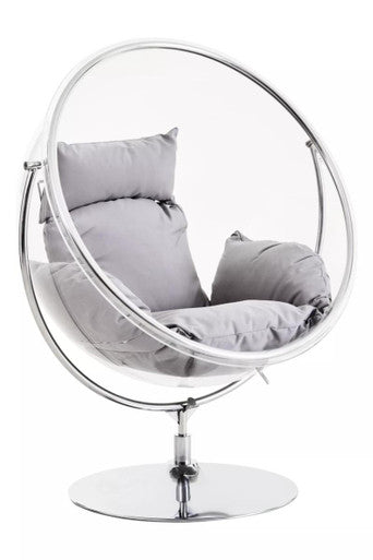 Clear Swing Chair with Grey Cushions | Goa