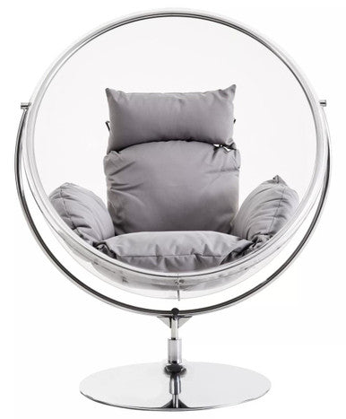 Clear Swing Chair with Grey Cushions | Goa
