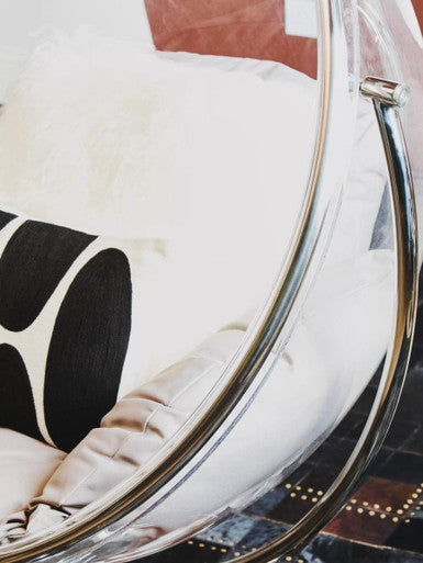 Clear Swing Chair with Grey Cushions | Goa