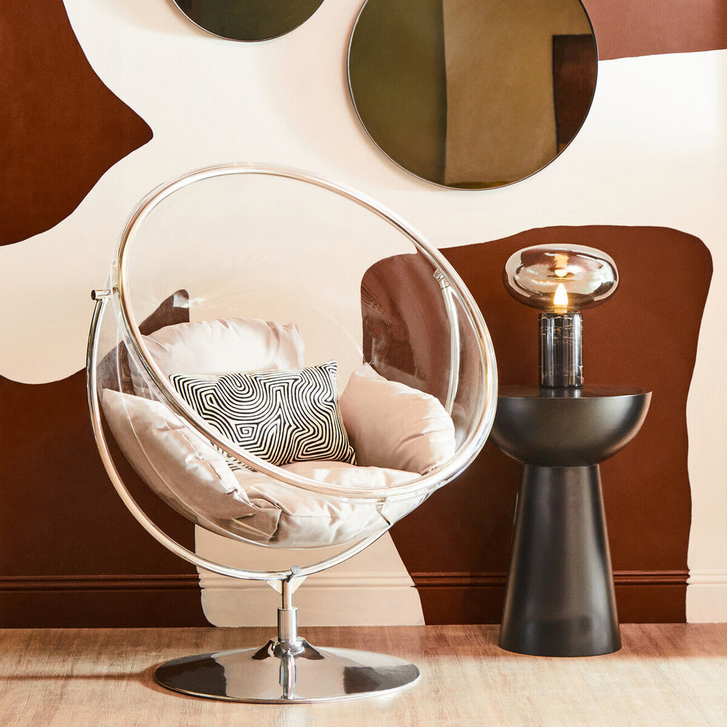 Clear Swing Chair with Grey Cushions | Goa