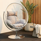 Clear Swing Chair with Grey Cushions | Goa